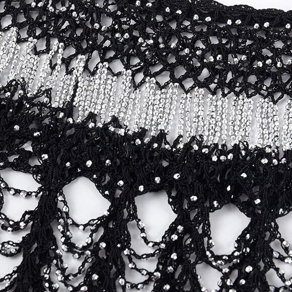 1920s Shawl Wraps Gatsby Beaded Evening Cape Bridal Shawl Bolero Flapper Cover U - Picture 3 of 7